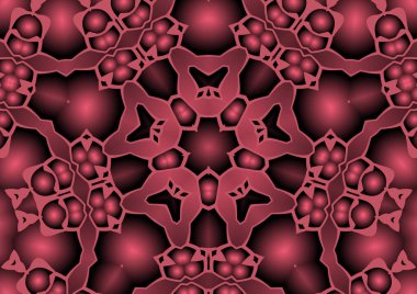 Dijital illüstrasyon, geometrik soyut renkli kaleydoskop simetrik desen ve gradyan etkisi. Klasik güzel dekoratif arkaplan