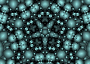 Dijital illüstrasyon, geometrik soyut renkli kaleydoskop simetrik desen ve gradyan etkisi. Klasik güzel dekoratif arkaplan