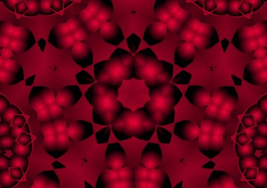 Dijital illüstrasyon, geometrik soyut renkli kaleydoskop simetrik desen ve gradyan etkisi. Klasik güzel dekoratif arkaplan