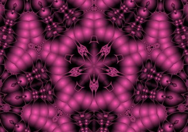 Dijital illüstrasyon, geometrik soyut renkli kaleydoskop simetrik desen ve gradyan etkisi. Klasik güzel dekoratif arkaplan