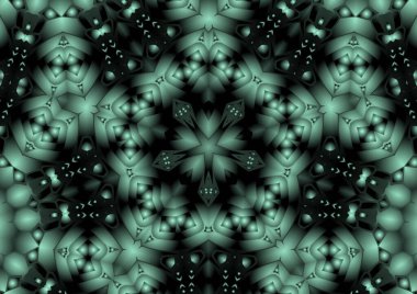 Dijital illüstrasyon, geometrik soyut renkli kaleydoskop simetrik desen ve gradyan etkisi. Klasik güzel dekoratif arkaplan