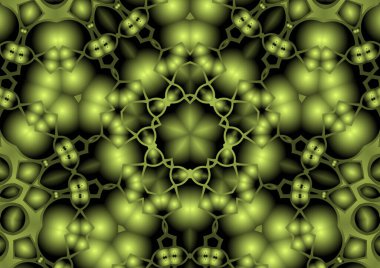 Dijital illüstrasyon, geometrik soyut renkli kaleydoskop simetrik desen ve gradyan etkisi. Klasik güzel dekoratif arkaplan
