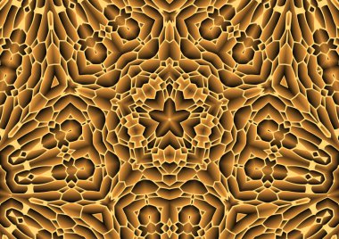 Dijital illüstrasyon, geometrik soyut renkli kaleydoskop simetrik desen ve gradyan etkisi. Klasik güzel dekoratif arkaplan