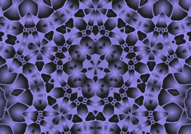 Dijital illüstrasyon, geometrik soyut renkli kaleydoskop simetrik desen ve gradyan etkisi. Klasik güzel dekoratif arkaplan