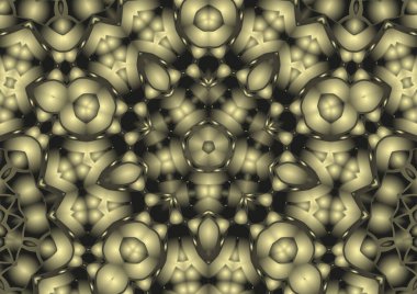 Dijital illüstrasyon, geometrik soyut renkli kaleydoskop simetrik desen ve gradyan etkisi. Klasik güzel dekoratif arkaplan