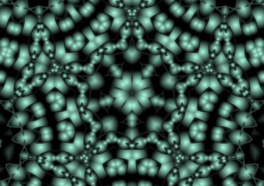 Dijital illüstrasyon, geometrik soyut renkli kaleydoskop simetrik desen ve gradyan etkisi. Klasik güzel dekoratif arkaplan