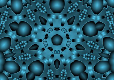 Dijital illüstrasyon, geometrik soyut renkli kaleydoskop simetrik desen ve gradyan etkisi. Klasik güzel dekoratif arkaplan