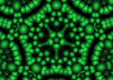 Dijital illüstrasyon, geometrik soyut renkli kaleydoskop simetrik desen ve gradyan etkisi. Klasik güzel dekoratif arkaplan