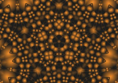 Dijital illüstrasyon, geometrik soyut renkli kaleydoskop simetrik desen ve gradyan etkisi. Klasik güzel dekoratif arkaplan