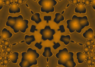 Dijital illüstrasyon, geometrik soyut renkli kaleydoskop simetrik desen ve gradyan etkisi. Klasik güzel dekoratif arkaplan