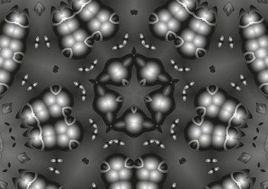 Dijital illüstrasyon, geometrik soyut kaleydoskop simetrik desen ve gradyan etkisi. Klasik güzel dekoratif arkaplan