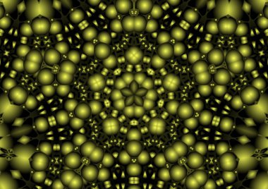 Dijital illüstrasyon, geometrik soyut renkli kaleydoskop simetrik desen ve gradyan etkisi. Klasik güzel dekoratif arkaplan