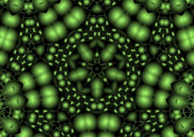 Dijital illüstrasyon, geometrik soyut renkli kaleydoskop simetrik desen ve gradyan etkisi. Klasik güzel dekoratif arkaplan