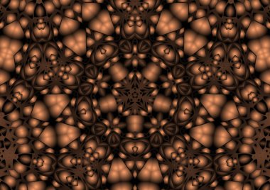 Dijital illüstrasyon, geometrik soyut renkli kaleydoskop simetrik desen ve gradyan etkisi. Klasik güzel dekoratif arkaplan