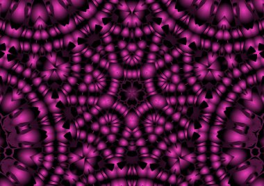 Dijital illüstrasyon, geometrik soyut renkli kaleydoskop simetrik desen ve gradyan etkisi. Klasik güzel dekoratif pembe arkaplan