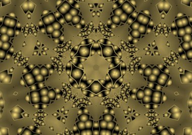 Dijital illüstrasyon, geometrik soyut renkli kaleydoskop simetrik desen ve gradyan etkisi. Klasik güzel dekoratif arkaplan