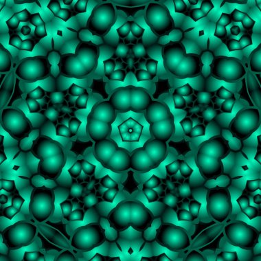 Dijital illüstrasyon, geometrik soyut renkli kaleydoskop simetrik desen ve gradyan etkisi. Klasik güzel dekoratif arkaplan