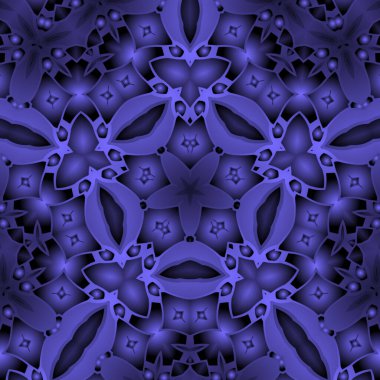 Dijital illüstrasyon, geometrik soyut renkli kaleydoskop simetrik desen ve gradyan etkisi. Klasik güzel dekoratif arkaplan