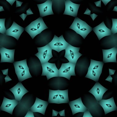 Dijital illüstrasyon, geometrik soyut renkli kaleydoskop simetrik desen ve gradyan etkisi. Klasik güzel dekoratif arkaplan