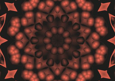 Dijital illüstrasyon, geometrik soyut renkli kaleydoskop simetrik desen ve gradyan etkisi. Klasik güzel dekoratif arkaplan