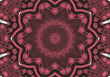 Dijital illüstrasyon, geometrik soyut renkli kaleydoskop simetrik desen ve gradyan etkisi. Klasik güzel dekoratif arkaplan