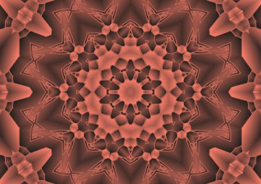 Dijital illüstrasyon, geometrik soyut renkli kaleydoskop simetrik desen ve gradyan etkisi. Klasik güzel dekoratif arkaplan