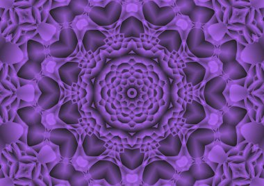 Dijital illüstrasyon, geometrik soyut renkli kaleydoskop simetrik desen ve gradyan etkisi. Klasik güzel dekoratif arkaplan