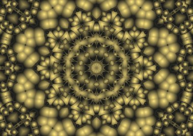 Dijital illüstrasyon, geometrik soyut renkli kaleydoskop simetrik desen ve gradyan etkisi. Klasik güzel dekoratif arkaplan