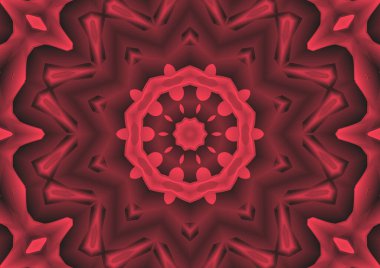 Dijital illüstrasyon, geometrik soyut renkli kaleydoskop simetrik desen ve gradyan etkisi. Klasik güzel dekoratif arkaplan