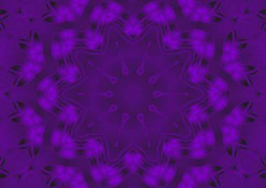 Dijital illüstrasyon, geometrik soyut renkli kaleydoskop simetrik desen ve gradyan etkisi. Klasik güzel dekoratif arkaplan