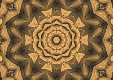 Dijital illüstrasyon, geometrik soyut renkli kaleydoskop simetrik desen ve gradyan etkisi. Klasik güzel dekoratif arkaplan