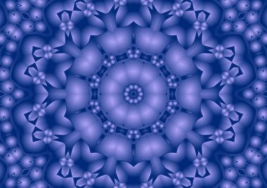 Dijital illüstrasyon, geometrik soyut renkli kaleydoskop simetrik desen ve gradyan etkisi. Klasik güzel dekoratif arkaplan