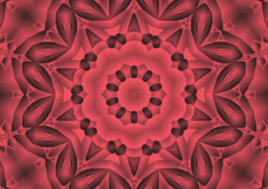 Dijital illüstrasyon, geometrik soyut renkli kaleydoskop simetrik desen ve gradyan etkisi. Klasik güzel dekoratif arkaplan