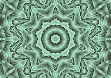 Dijital illüstrasyon, geometrik soyut renkli kaleydoskop simetrik desen ve gradyan etkisi. Klasik güzel dekoratif arkaplan