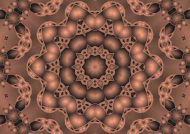 Dijital illüstrasyon, geometrik soyut renkli kaleydoskop simetrik desen ve gradyan etkisi. Klasik güzel dekoratif arkaplan