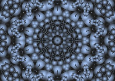 Dijital illüstrasyon, geometrik soyut renkli kaleydoskop simetrik desen ve gradyan etkisi. Klasik güzel dekoratif arkaplan