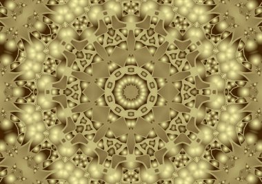 Dijital illüstrasyon, geometrik soyut renkli kaleydoskop simetrik desen ve gradyan etkisi. Klasik güzel dekoratif arkaplan