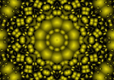 Dijital illüstrasyon, geometrik soyut renkli kaleydoskop simetrik desen ve gradyan etkisi. Klasik güzel dekoratif arkaplan