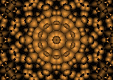 Dijital illüstrasyon, geometrik soyut renkli kaleydoskop simetrik desen ve gradyan etkisi. Klasik güzel dekoratif arkaplan