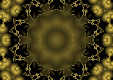 Dijital illüstrasyon, geometrik soyut renkli kaleydoskop simetrik desen ve gradyan etkisi. Klasik güzel dekoratif arkaplan