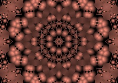 Dijital illüstrasyon, geometrik soyut renkli kaleydoskop simetrik desen ve gradyan etkisi. Klasik güzel dekoratif arkaplan