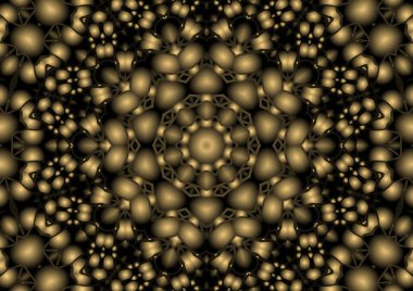 Dijital illüstrasyon, geometrik soyut renkli kaleydoskop simetrik desen ve gradyan etkisi. Klasik güzel dekoratif arkaplan