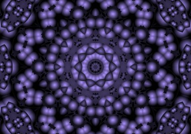 Dijital illüstrasyon, geometrik soyut renkli kaleydoskop simetrik desen ve gradyan etkisi. Klasik güzel dekoratif arkaplan