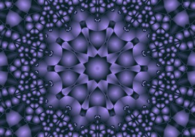 Dijital illüstrasyon, geometrik soyut renkli kaleydoskop simetrik desen ve gradyan etkisi. Klasik güzel dekoratif arkaplan