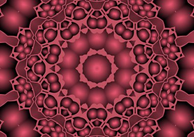 Dijital illüstrasyon, geometrik soyut renkli kaleydoskop simetrik desen ve gradyan etkisi. Klasik güzel dekoratif arkaplan