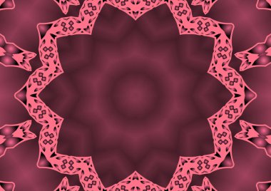 Dijital illüstrasyon, geometrik soyut renkli kaleydoskop simetrik desen ve gradyan etkisi. Klasik güzel dekoratif arkaplan