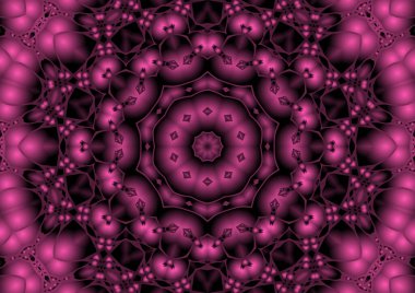 Dijital illüstrasyon, geometrik soyut renkli kaleydoskop simetrik desen ve gradyan etkisi. Klasik güzel dekoratif arkaplan