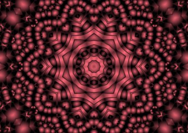 Dijital illüstrasyon, geometrik soyut renkli kaleydoskop simetrik desen ve gradyan etkisi. Klasik güzel dekoratif arkaplan