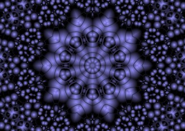 Dijital illüstrasyon, geometrik soyut renkli kaleydoskop simetrik desen ve gradyan etkisi. Klasik güzel dekoratif arkaplan