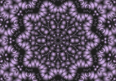 Dijital illüstrasyon, geometrik soyut renkli kaleydoskop simetrik desen ve gradyan etkisi. Klasik güzel dekoratif arkaplan